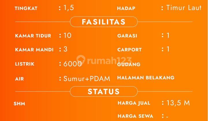 Rumah+Tanah Luas Lokasi Strategis Di Jl. Anjasmoro, Cocok Untuk Usaha

Lokasi Strategis

Dekat Area Komersial + Mall

Dekat Pusat Kuliner

Dekat Sekolah + Kampus 

Spesifikasi : 

Luas Tanah : 600m

Luas Bangunan : 500m

Tingkat : 1,5Lantai

Kamar Tidur : 9