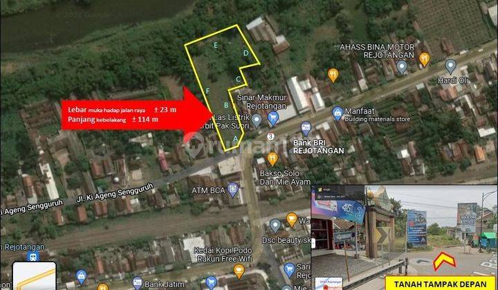 Tanah Luas Murah Strategis Di Jl. Raya Rejotangan, Kab. Tulungagung


Spesifikasi :


Luas Tanah : 3279 m² (234,2 ru)


SERTIFIKAT : SHM an. Pribadi (terdiri atas 3 sertifikat)


Hadap : Selatan



Lokasi Strategis :


1. Posisi 0 Jalan Raya Blitar - Tulu 2