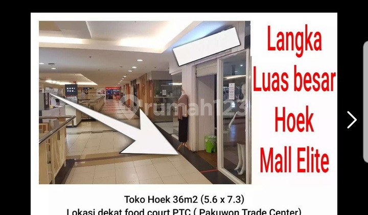 Di Jual Murah Stand Usaha Posisis Hook Di Pakuwon Trade Center Surabayaspesifikasi : Luas : 36m²dimensi : 5.6 X 7.3harga 3,250m Nego