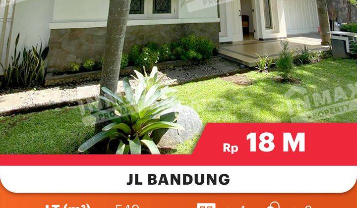 Rumah Hunian Lokasi Premium Di Jl. Bandung, Cocok Untuk Usaha & Hunianspesifikasi : Luas Tanah : 549m²luas Bangunan : 250m²kamar Tidur : 4kamar Mandi : 3pln : 5500 Wattair : Pdam + Sumur Garasi : 1carport : 1hadap : Selatanshm Harga 18 Milyar Nego  2