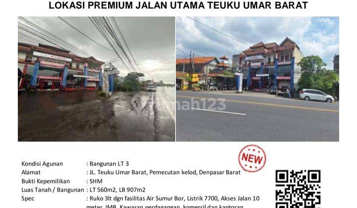 Ruang Usaha 3lantai Lokasi Strategis Di Jl. Teuku Umar Barat Denpasar 1