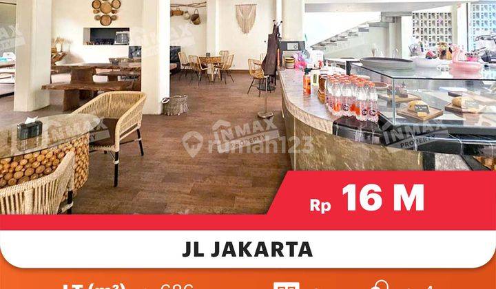 Ruang Usaha Ex Cafe Di Jl. Jakarta, Dekat Kampus Ub, Um, Transmartspesifikasi : Luas Tanah : 686m²luas Bangunan : 300m²tingkat : 2 Kamar Mandi : 4pln : 5500 Wattair : Pdam Hadap : Selatan Shm Harga 16 Milyar Nego  2