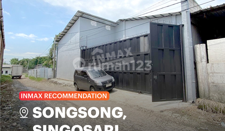 Warehouse Ready for Business in the Songsong-Singosari Industrial Area, Container Accessspecifications: Land Area: 487M²Dimensions: 19 X 24Building Area: 477M²Bathroom: 1Electricity: 3500 WattWater: SourceOrientation: EastSHMPrice 3 M Negotiable