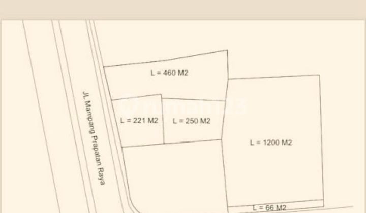TANAH STRATEGIS 2200 METER DI PINGGIR JALAN RAYA MAMPANG JAKSEL JAUH DIBAWAH NJOP