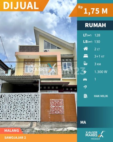 Super Murah Dijual Rumah 2 Lantai di Sawojajar 2 Malang Akses Mudah 