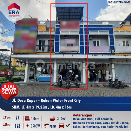 Dijual Ruko 2lt + Dak Jl. Desa Kapur, Ruko Water Front City