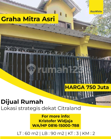 Dijual Rumah Graha Mitra Asri, Surabaya Lokasi strategis dekat Citraland; akses jalan 6 meter