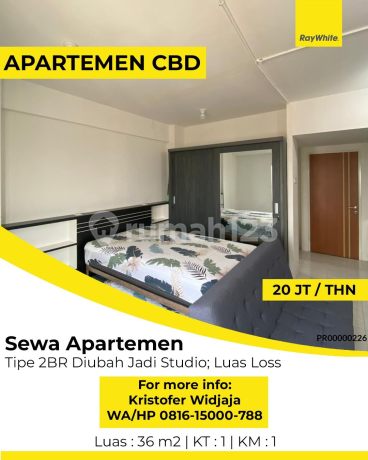 Disewakan Apartemen Puncak Cbd Tipe 2Br Lantai 30 Tipe 2Br Diubah Jadi Studio; Luas Loss