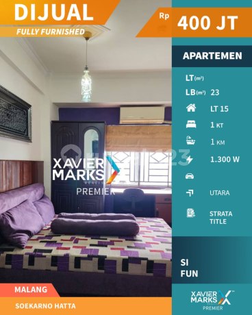  Dijual Murah Apartemen Bonus Perabotan di Soekarno Hatta Malang 