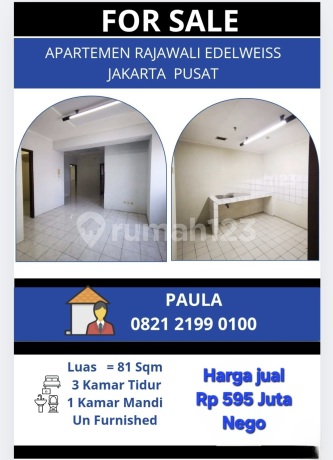 Rajawali Edelweis Jakarta Apartment Unfurnished Cheap Sale
