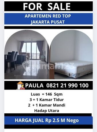 Apartemen Red Top 3 Br Jakarta Pusat Rp 2.5 M Nego Apartemen 3 Kamar Tidur Furnished Apartemen Red Top 3 Br Jakarta Pusat Rp 2.5 M Nego Apartemen 3 Kamar Tidur Furnished