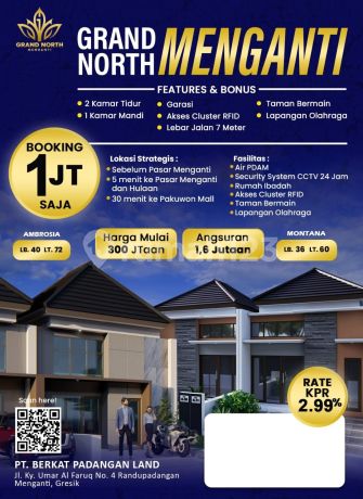 Grand north menganti hanya utj 1 juta angsurn 1 jutaan free biaya