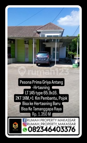 Pesona Prima Griya Antang -Hrtasning LT 145 Type 65.9X16.2kt 1Km,+1 KM Pembantu, Pojokbisa ke Hertasning Barubisa ke Tamanggapa Rayarp. 1.350 Mlyr Pesona Prima Griya Antang -Hrtasning LT 145 Type 65.9X16.2kt 1Km,+1 KM Pembantu, Pojokbisa ke Hertasning Barubisa ke Tamanggapa Rayarp. 1.350 Mlyr