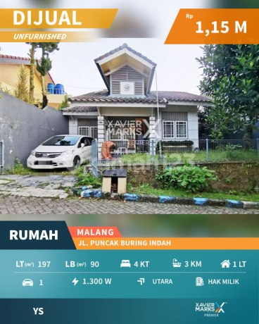 Harga Miring Dijual Rumah Terawat di Puncak Buring Indah, Malang
