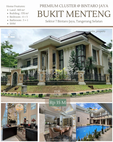 Dijual - Rumah Hook di Bukit Menteng Residence, Sektor 7 Bintaro Jaya, Tangerang Selatan