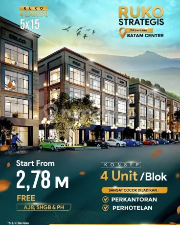 Ruko 4Lantai Di Batam Centre Dekat Golden Land Hadap Jalan Utama Batam Centre