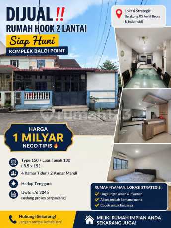 Dijualrumah Hook 2 Lantai Siap Huni Komplek Baloi Point