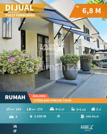 Rumah Mewah Full Furnished Dijual di Citraland Puncak Tidar Malang