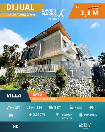 i015 Villa Panderman Hill View Mountains, Tourism City of Batu