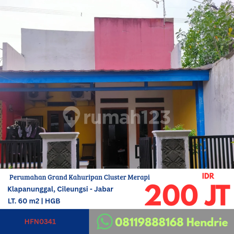 Hfn0341 Rumah 1 Lantai Semi Furnish Baik Terawat Kuldesak di Perumahan Grand Kahuripan Cluster Merapi, Klapanunggal, Cileungsi, Jawa Barat Hfn0341 Rumah 1 Lantai Semi Furnish Baik Terawat Kuldesak di Perumahan Grand Kahuripan Cluster Merapi, Klapanunggal, Cileungsi, Jawa Barat