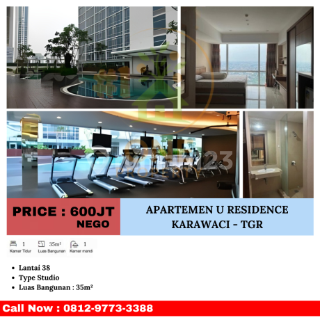 Dijual Apartemen U Residence, Karawaci, Klapa Dua - Tangerang