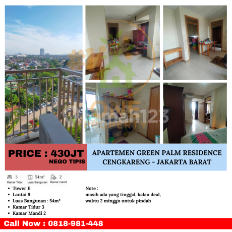 Dijual Murah Apartment Green Palm Residence 3Br, Duri Kosambi - Jakarta Barat Dijual Murah Apartment Green Palm Residence 3Br, Duri Kosambi - Jakarta Barat