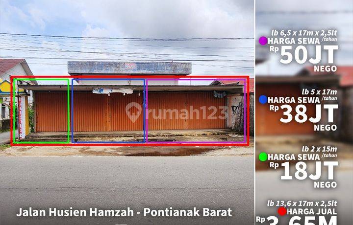 Ruko Husien Hamzah / Pal Jual Sewa Cocok utk segala usaha