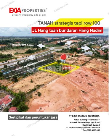 Tanah 4840 M2 Sertipikat Tepi Jalan Bundaran Hang Nadim Airport 