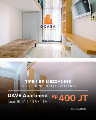 Apartemen Dave Tipe 1 BR Mezzanine Full Furnished Murah