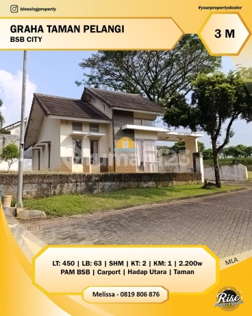 Dijual Rumah Hook Di Graha Taman Pelangi Bsb Dekat Danau