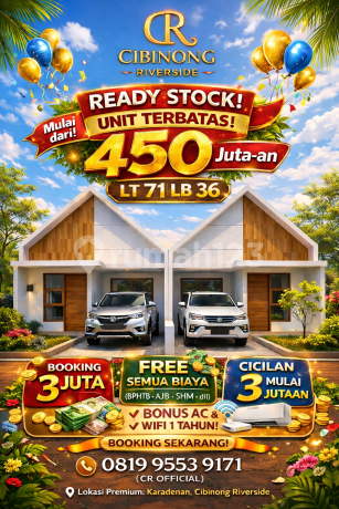 Rumah Siap Huni Dekat Jakarta. Cibinong Riverside Karadenan