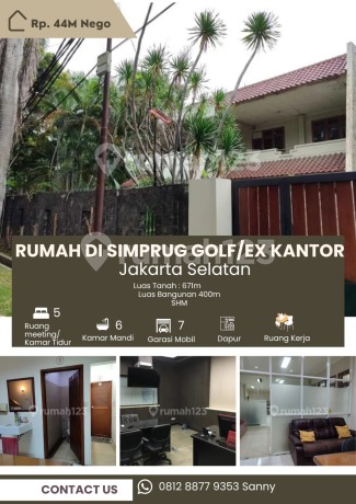 Rumah 2 Lantai 671M di Simprug Golf (Ex. Kantor) , Jakarta Selatan