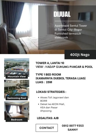 Apartement Sentul Tower 1 BR Furnished, Sentul City Bogor
