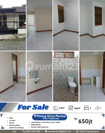 Dijual Rumah Murah!!! di Perumahan Pinang Griya Permai, Kota Tangerang