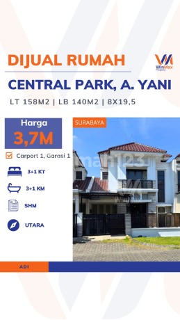 DIJUAL RUMAH Lokasi CENTRAL PARK A.YANI