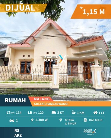 Dijual Rumah Cantik Hook Siap Huni di Sulfat Pandanwangi, Malang