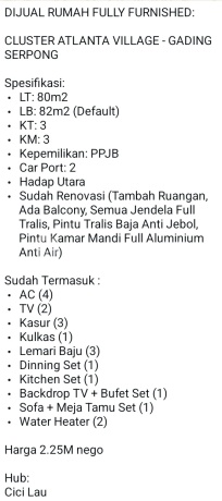 Jual Rumah (2.25 Milyar)Gading Serpong Cluster Atlanta Village. Jual Rumah (2.25 Milyar)Gading Serpong Cluster Atlanta Village.