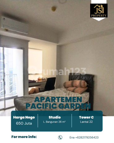 For Sale Studio Apartment Unit Pacific Garden Near Binus University