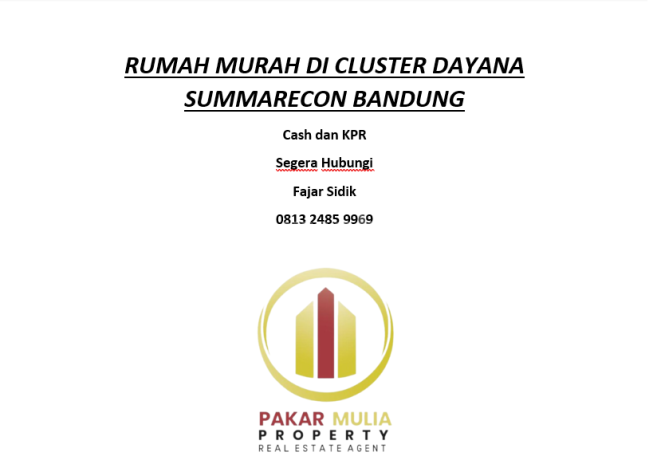 Rumah Bagus SHM di Summarecon Bandung Cluster Dayana