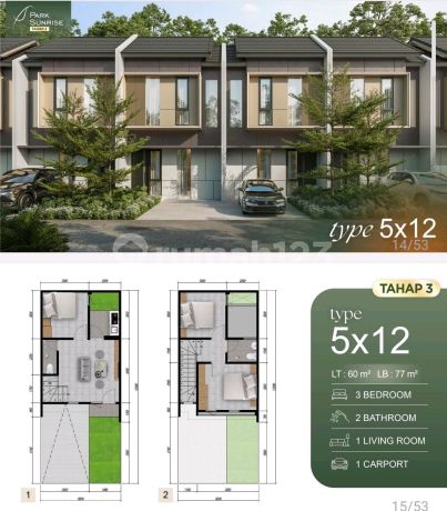 Park Sunrise Rumah 2 Lantai Surabaya Timur Dekat Merr Unit Terbatas