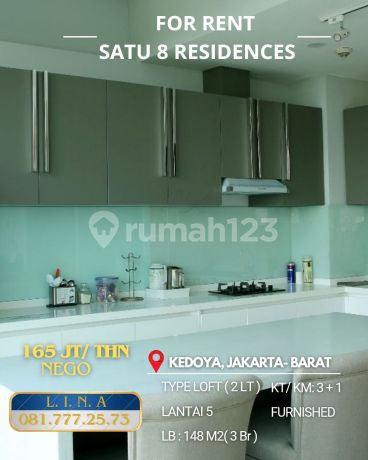 Disewakan Apartemen Satu8 Residences 3 BR Furnishe Di Kedoya. Jak-Bar Disewakan Apartemen Satu8 Residences 3 BR Furnishe Di Kedoya. Jak-Bar