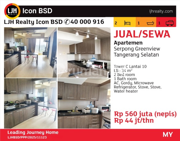 Dijual Cepat Apartment Serpong Green View BSD