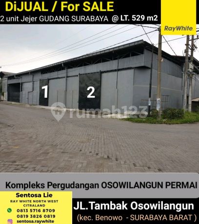 Dijual 2 Jejer Unit Gudang Osowilangun Permai - Tambak Osowilangun - Benowo - Surabaya Barat - Akses Truk Kontainer - Dekat Pelabuhan Teluk Lamong, Margomulyo, Tol Raya Tandes, Kalianak, Greges Dijual 2 Jejer Unit Gudang Osowilangun Permai - Tambak Osowilangun - Benowo - Surabaya Barat - Akses Truk Kontainer - Dekat Pelabuhan Teluk Lamong, Margomulyo, Tol Raya Tandes, Kalianak, Greges