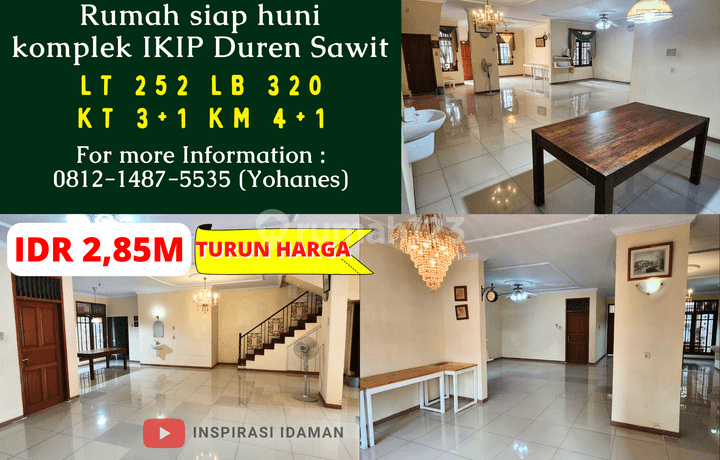 Rumah 252mtr siap huni komplek IKIP Duren Sawit