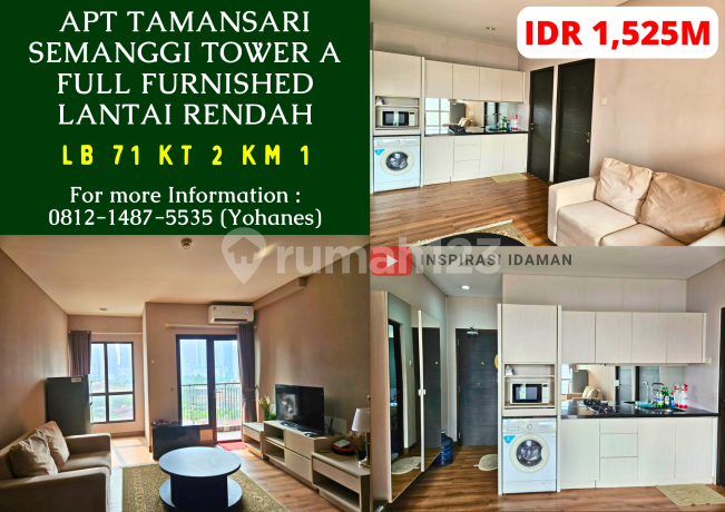 Apt Tamansari Semanggi Tower A 2BR 71Mtr Full Furnished lantai rendah