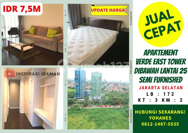 Apartement Verde East Tower 3Br Lantai 20 Semi Furnished
