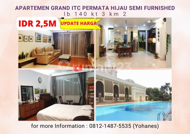 Apartment 140 sqm 3Br Grand ITC Permata Hijau Semi Furnished