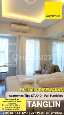 Murah Disewakan Apartemen Tanglin Pakuwon Mall Tipe Studio Full Furnished Lantai 18 Best Pool View Akses Pakuwon Mall, Ptc , Supermall