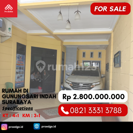 Dijual Rumah 4 Kamar 2 Miliaran di Perumahan Gunungsari Indah Wiyung Surabaya