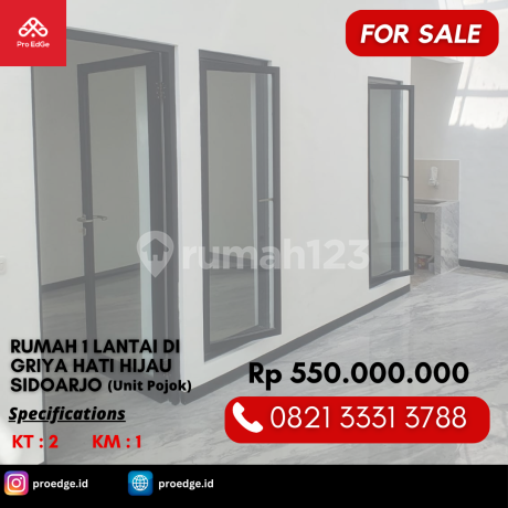 Dijual Cepat Rumah Hook 1 Lantai di Griya Hati Hijau Sidoarjo